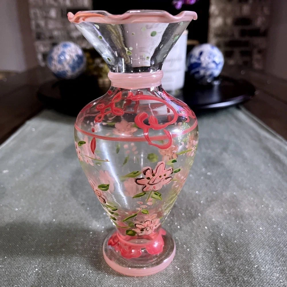 Tracy Porter Vintage Hand-Painted Glass Bud Vase~EUC